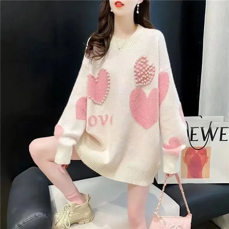 

New Lazy Style Women's Pullover Sweater Korean Autumn Winter Thicke Warm Knitted Coat Female Loose Casual Sweaters Outerwear 6XL