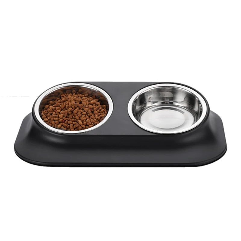 

Cat Bowls For Food And Water,Removable Stainless Steel Double Bowls With Non-Slip Bottom & Elevated Stand For Pet
