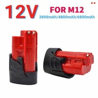 100new 12v 6 8ah rechargeable battery for milwaukeem12 xc cordless tools 48 11 2402 48 11 2411 batteries 48 11 2401 mil 12a li