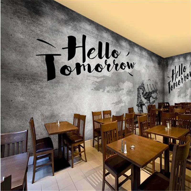 

Retro 3D Gray Cement Wall Inspirational Slogan Wall Paper Bar Restaurant Office Industrial Decor Background Mural Wallpaper 3D