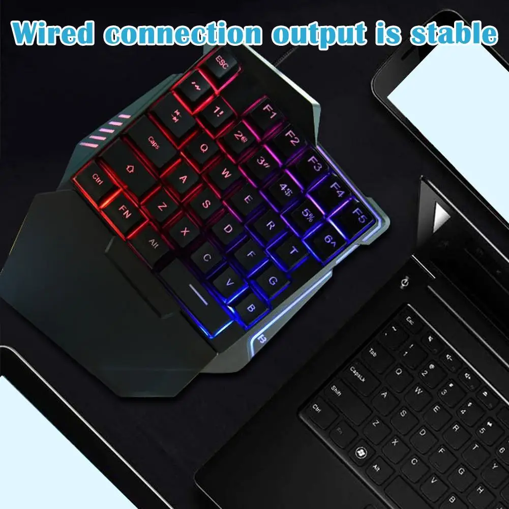 Gamwing G7 Бесшумная проводная игровая клавиатура для одной руки Красочная RGB