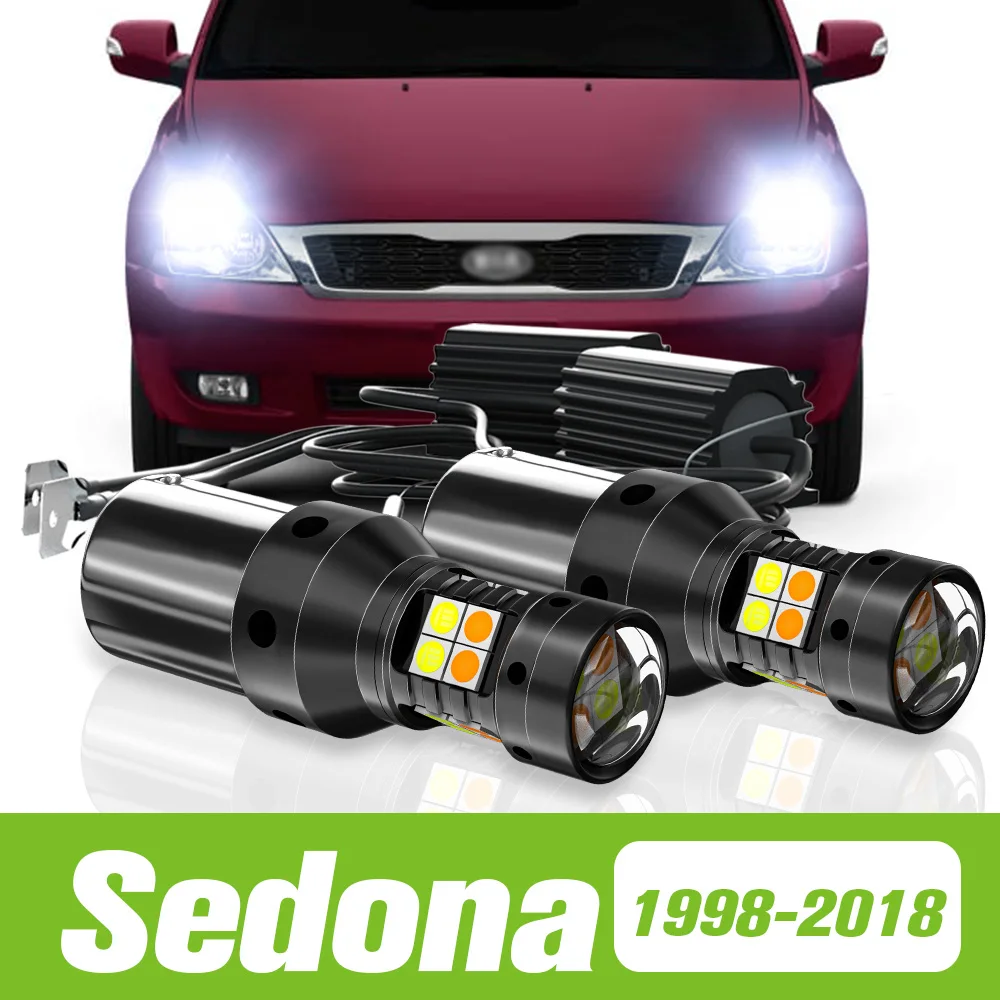 

2pcs For Kia Sedona 1 2 3 1998-2018 Dual Mode LED Turn Signal+Daytime Running Light DRL 2011 2012 2013 2014 2015 Accessories