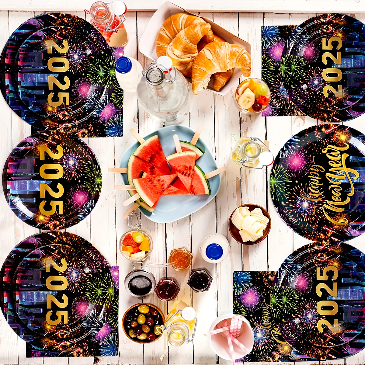 Новогодние фейерверки наборы бумажных тарелок рождественские украшения для