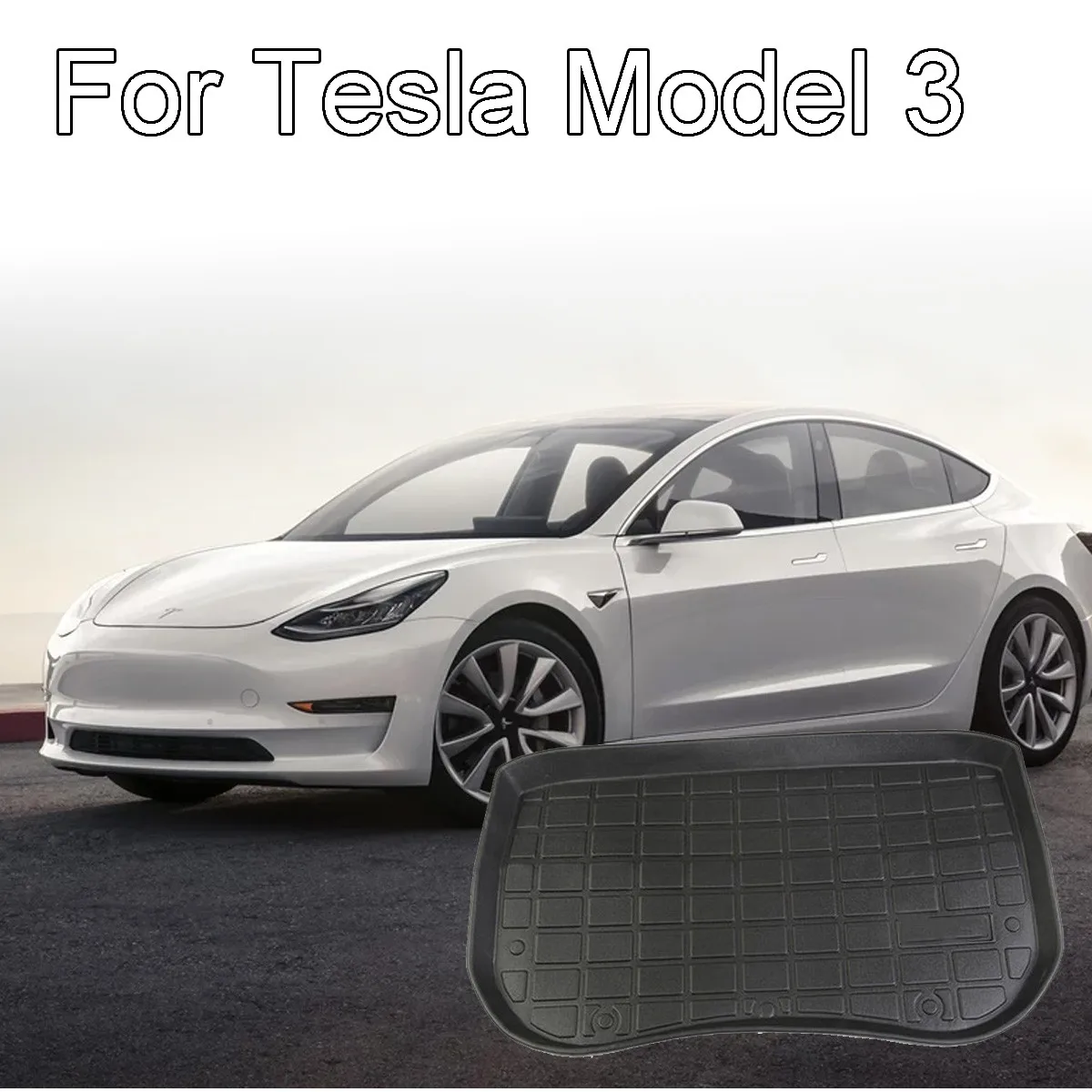

1Pc Black TPE Material Waterproof Front Cargo Tray Trunk Floor Mat Anti-dust Boot Cargo Line Custom Fit For Tesla Model 3