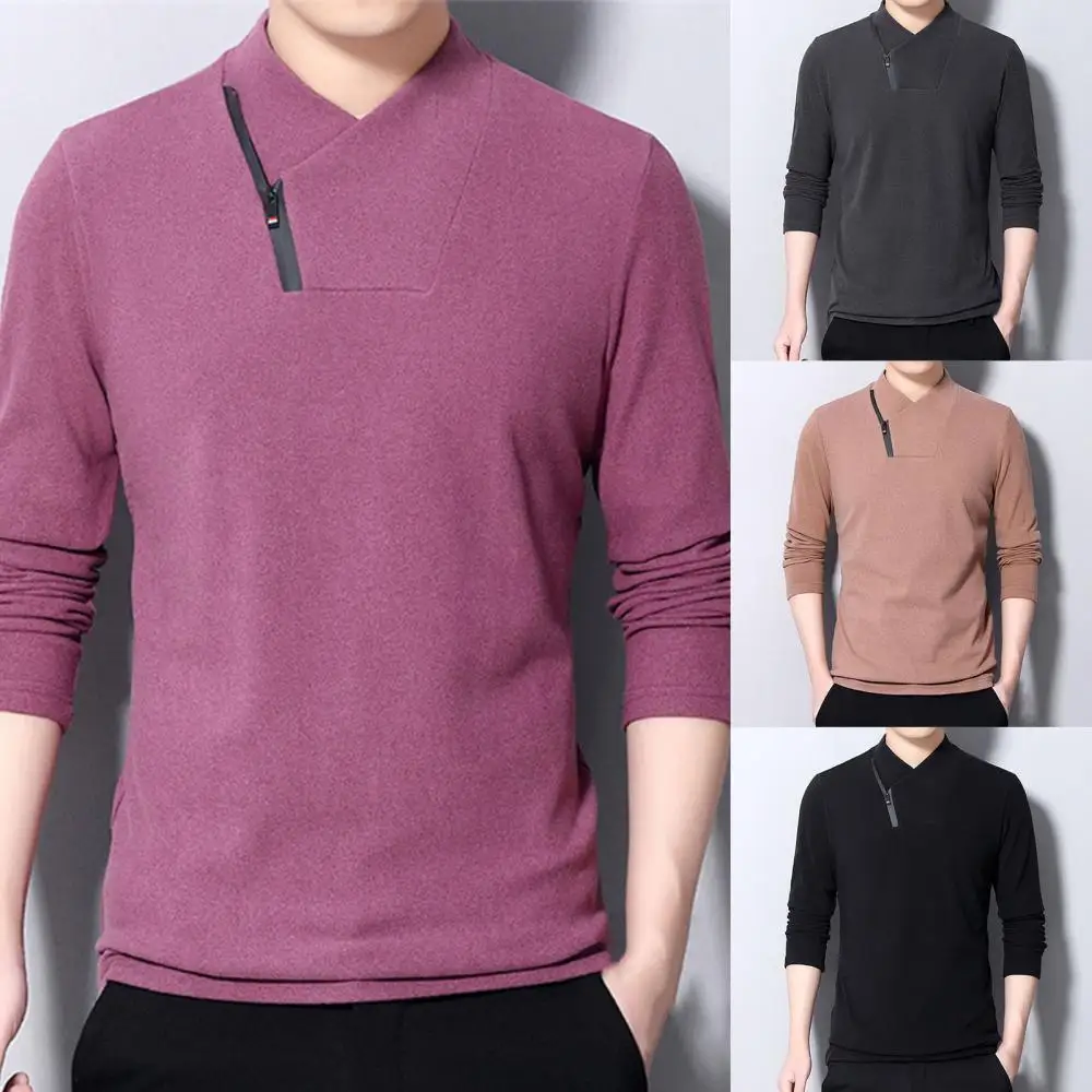 

Мужская осенне-зимняя футболка с длинным рукавом и ложным воротником