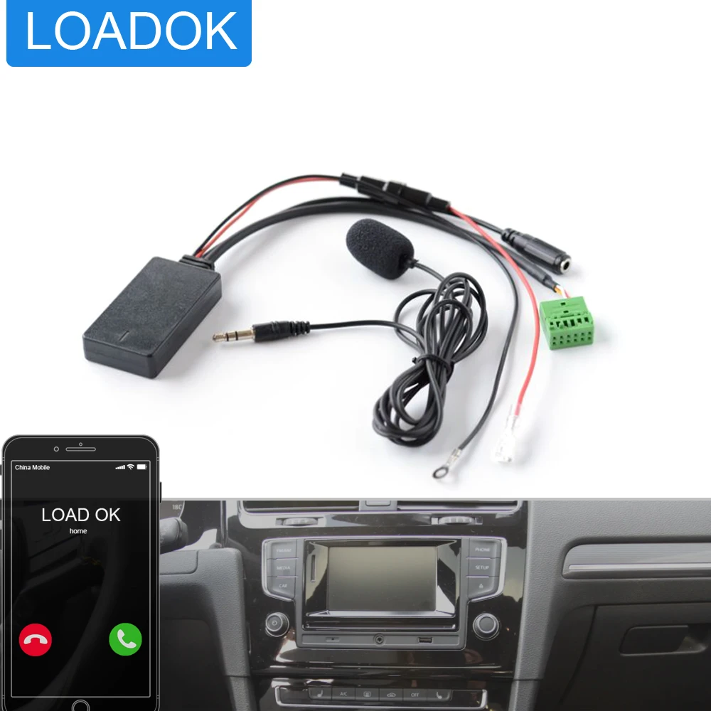 

Car Bluetooth 12Pin Music Audio AUX Adapter Handfree Call Mic Cable for VW Golf 7 Passat Audi A3 A1 Q3 MIB Platform Accessories