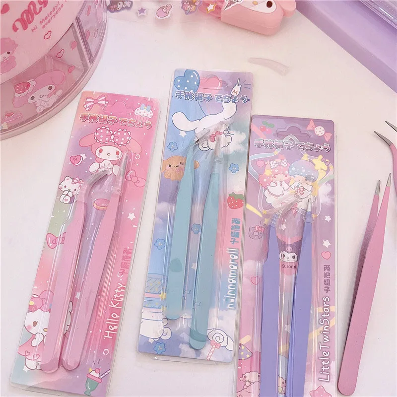 

Kawaii Девушка сердце набор для учеников Diy ручной счет Пинцет аниме Sanrioed Cinnamoroll My Melody Littletwinstars инструмент для наклеек