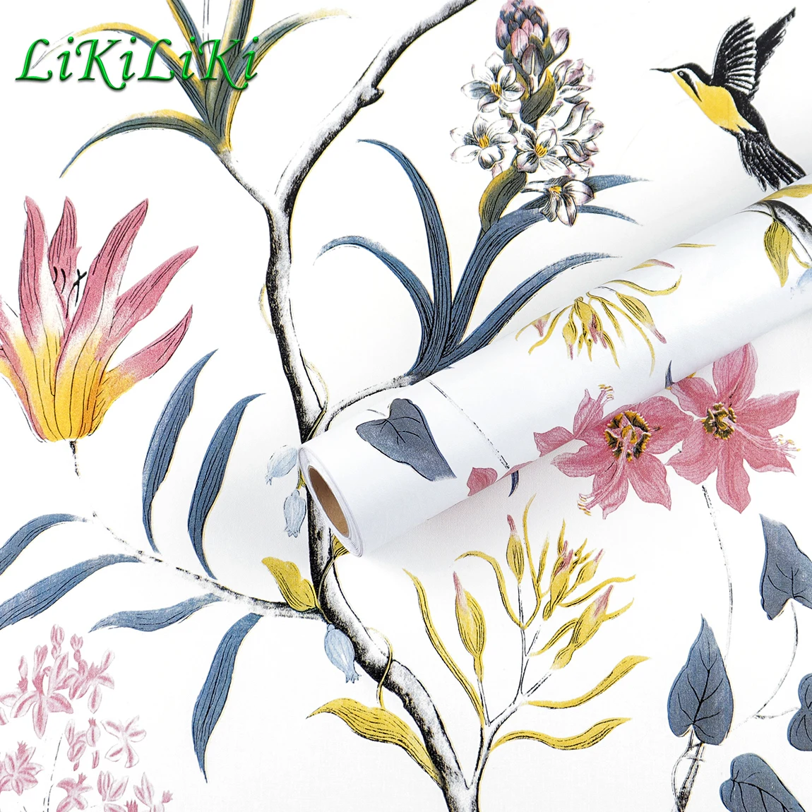 

Country Style Flowers Wallpaper Self Adhesive Cabinet Wall Sticker Waterproof Living Room Desk Decoration Decals Contact Paper