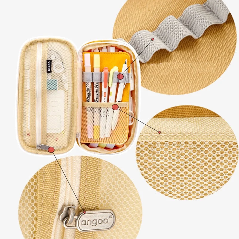 

Large Capacity Pencil Case Kawaii Macaron Water Proof Color Blocking Multiple Colour Optional School Supply Stationery