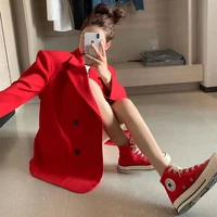 spring autumn fashion women new leisure coat suit design clothes sense red suit jaket