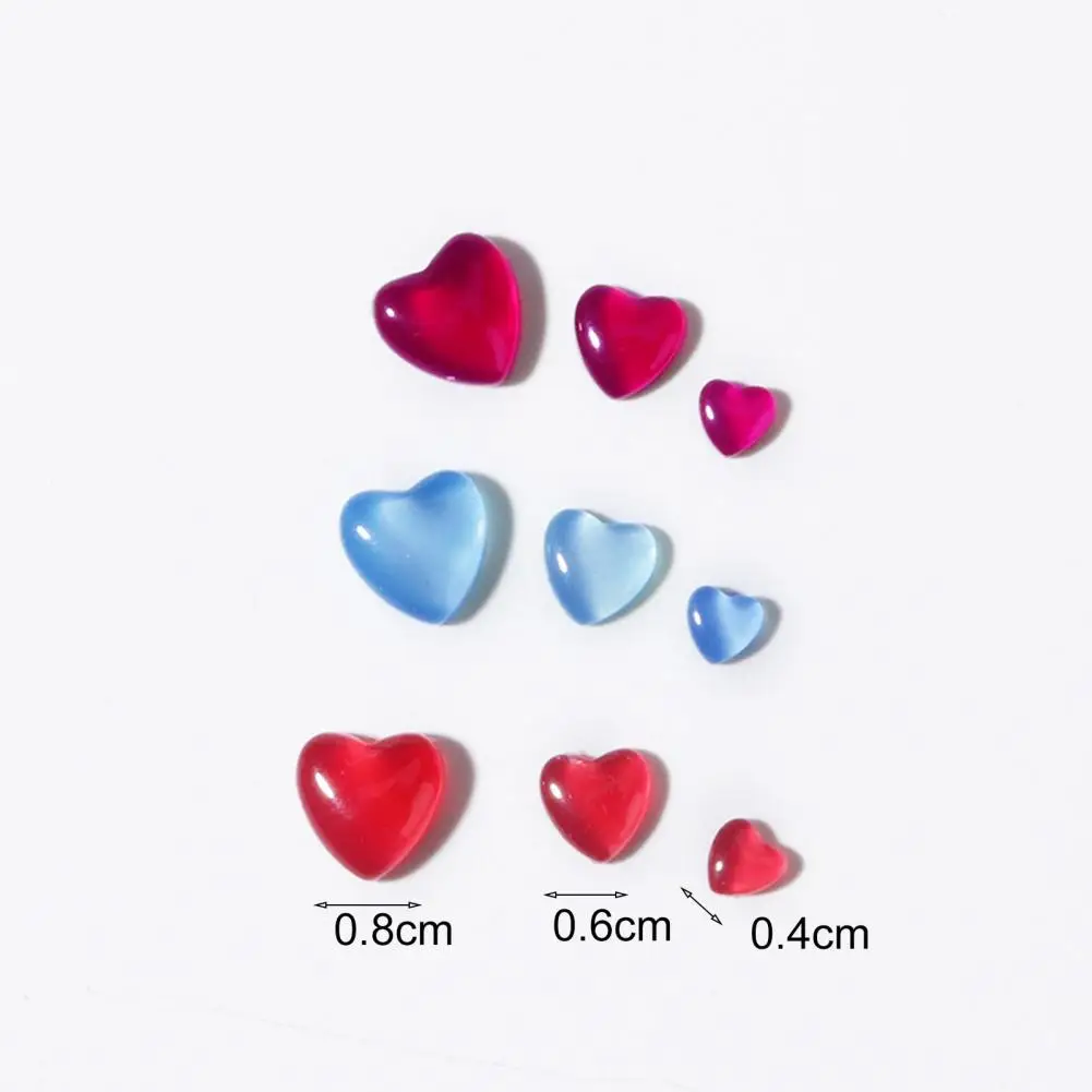50Pcs/100Pcs Nail Ornament Non-Drop 3D Effect Colors Changing Love Heart Manicure Design Rhinestone for Female |