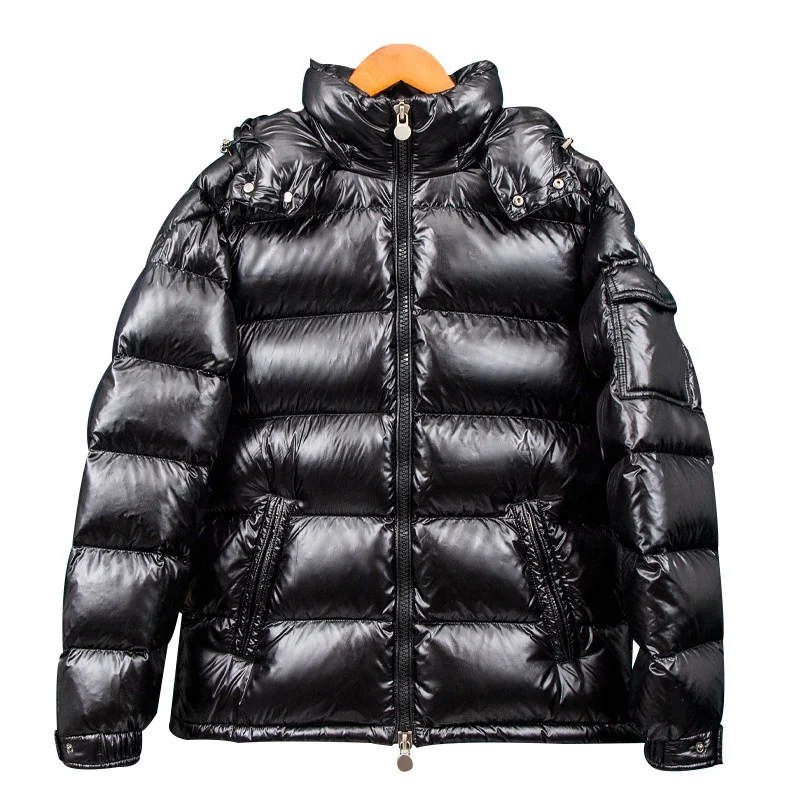 

Down jacket white duck down men's short winter thickening new shiny jacket Men's thick coat stand collar women's couple clothes
