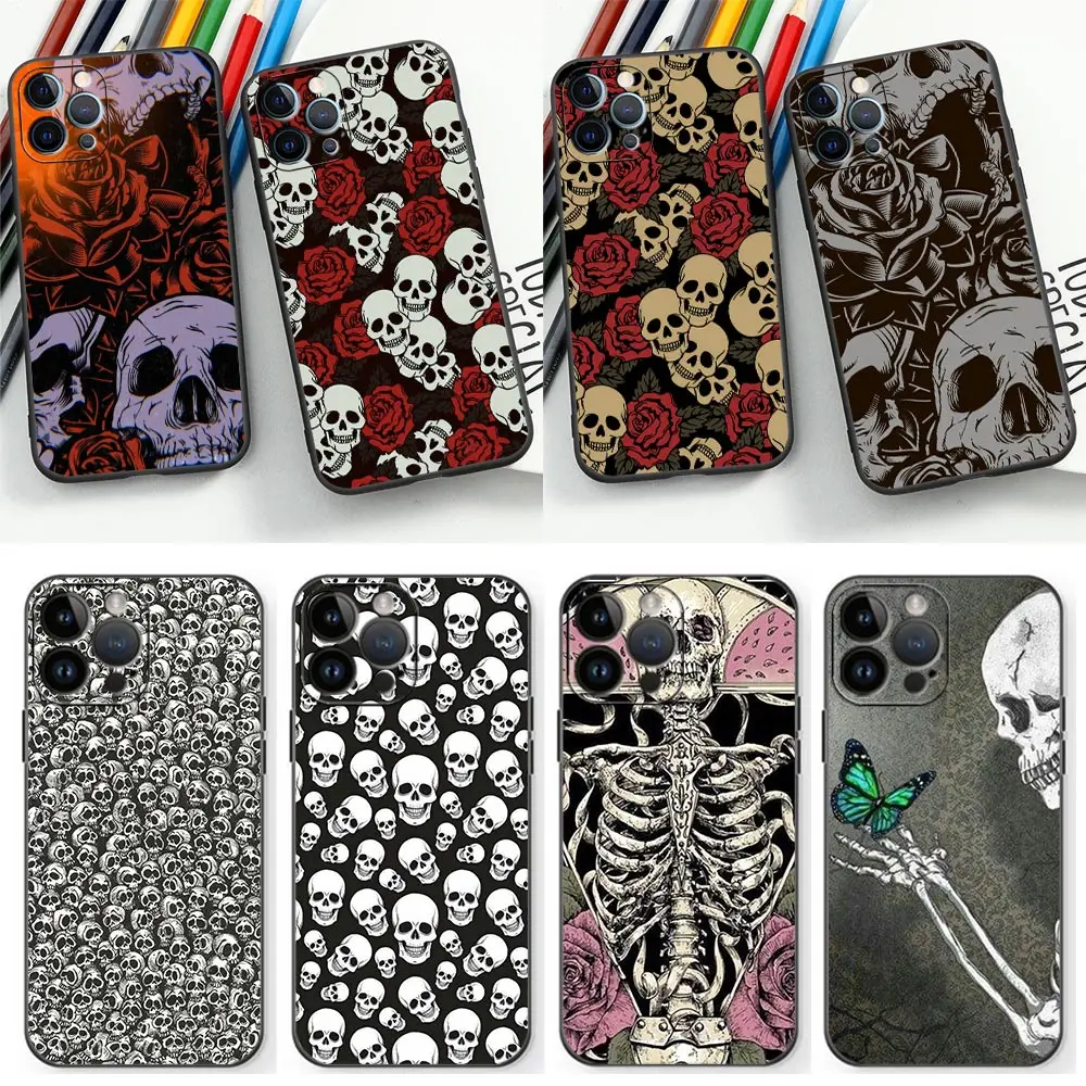 

Terror Gothic Fashion Skull Funda Cqoue Case for Apple iPhone 14 11 12 13 Pro Max 7 8 SE 2022 X XR XS Max 6 6s Plus Case Capa