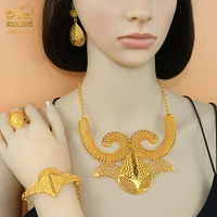trendy african bridal jewelry sets for women 24k dubai gold color wedding luxury jewellery necklace earrings bracelets rings set