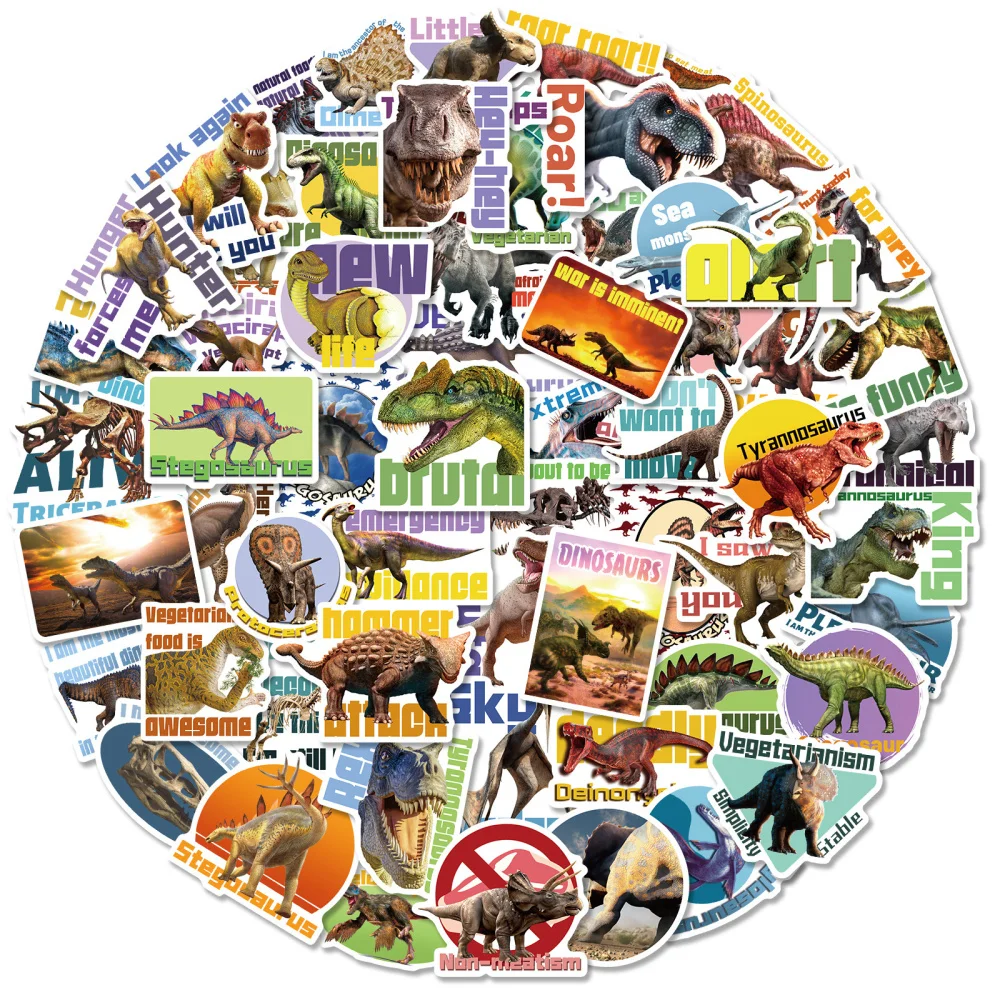 

10/30/50/100PCS Jurassic Dinosaur Stickers Graffiti Funny Animal Cartoon Decals Sticker For Kids Boys DIY Skateboard Laptop Toys