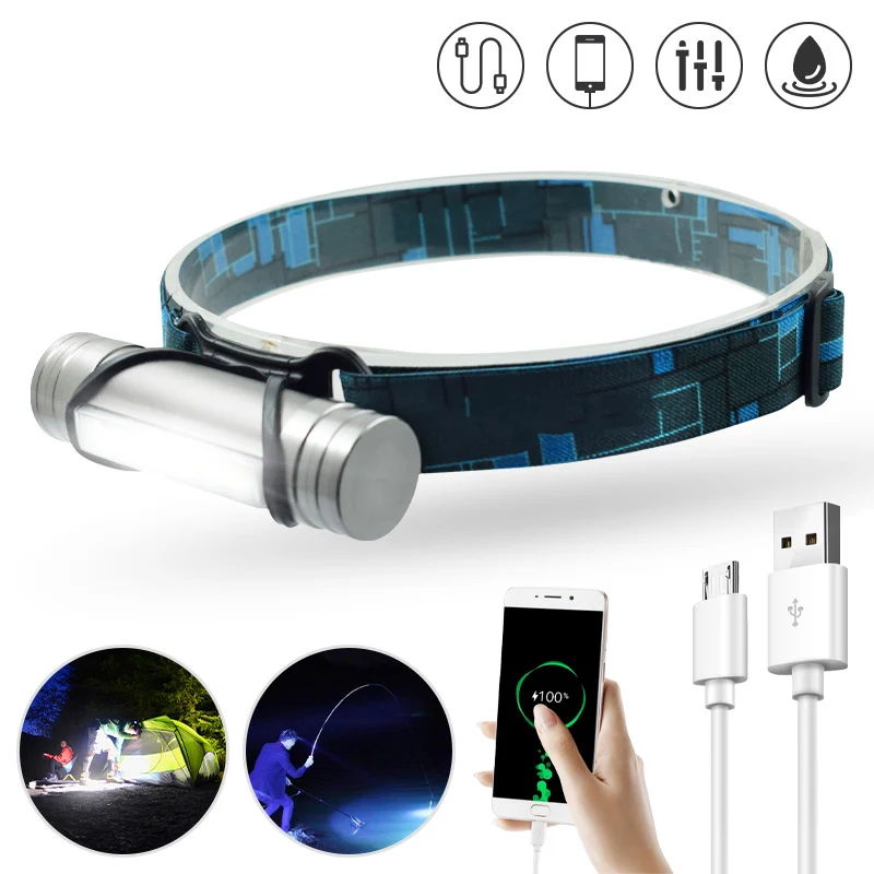 

6*COB LED Powerful Headlamp 3-Mode 800 Lumens Headlight USB Rechargeable 2200mAh Waterproof Head Torch for Camping Hunting