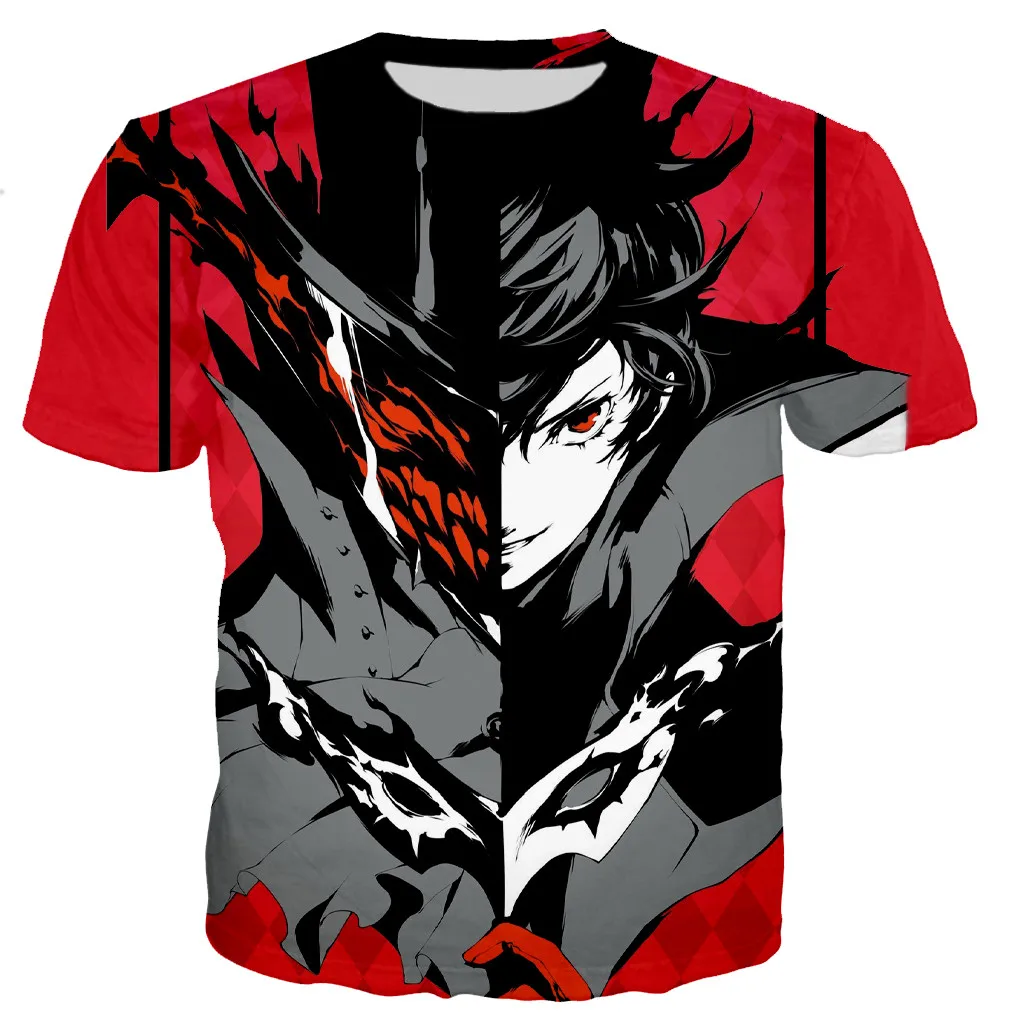 

Футболка Persona 5 мужская с 3D-принтом, модная тенниска с круглым вырезом, повседневная майка, модная уличная одежда, большие размеры, лето
