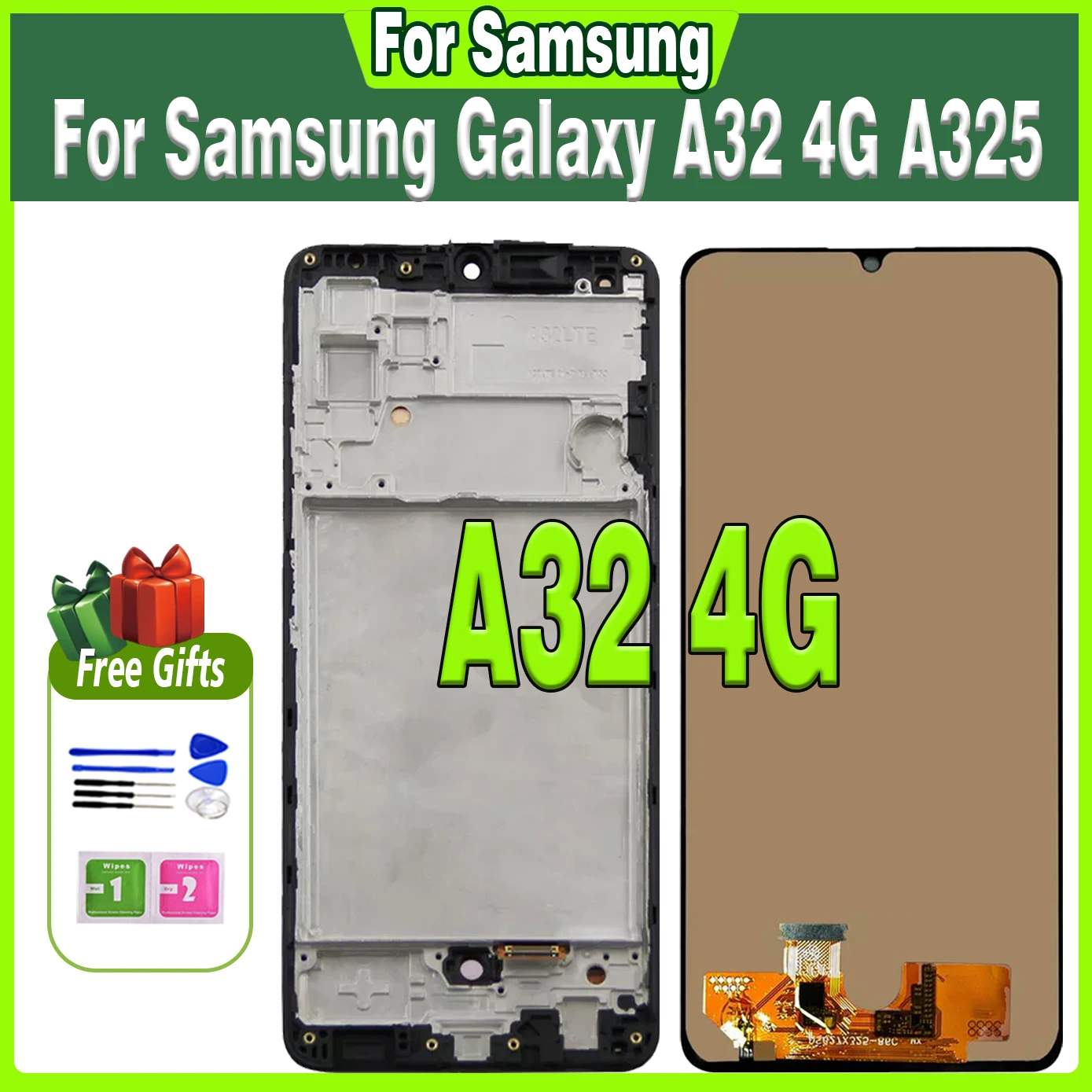 ЖК-дисплей AMOLED для Samsung Galaxy A32 4G A325F A325, дисплей с сенсорным экраном и дигитайзером в сборе, запасные части, протестированы