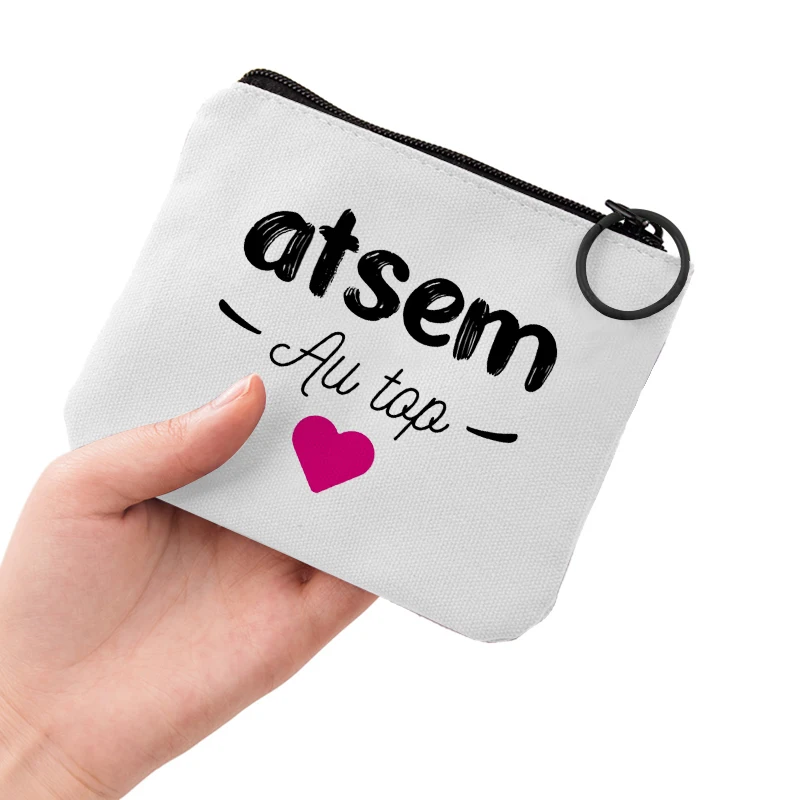 

Atsem Print Coin Purse Simple Coin Key Zipper Wallet Money Pocket Girl Small Bags Cute Coin Bag Women Purse Kids Bag