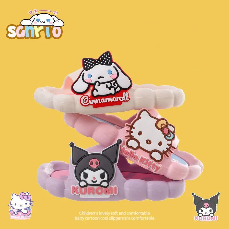 

Kawaii Anime Hello Kitty Sanrio My Melody Cute Kuromi Kids Summer Slippers Non-Slip Soft Baby Outer Wear Slippers Girl Gift Toys