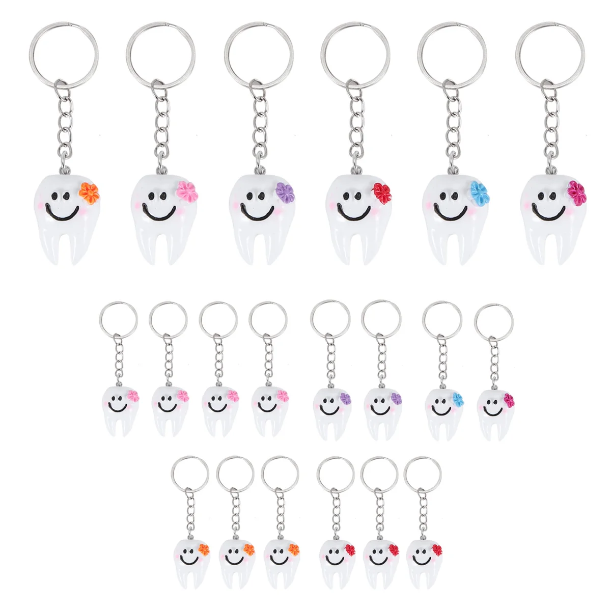 

20 pcs Keychain Key Ring Hang Tooth Shape Cute Dental Gift