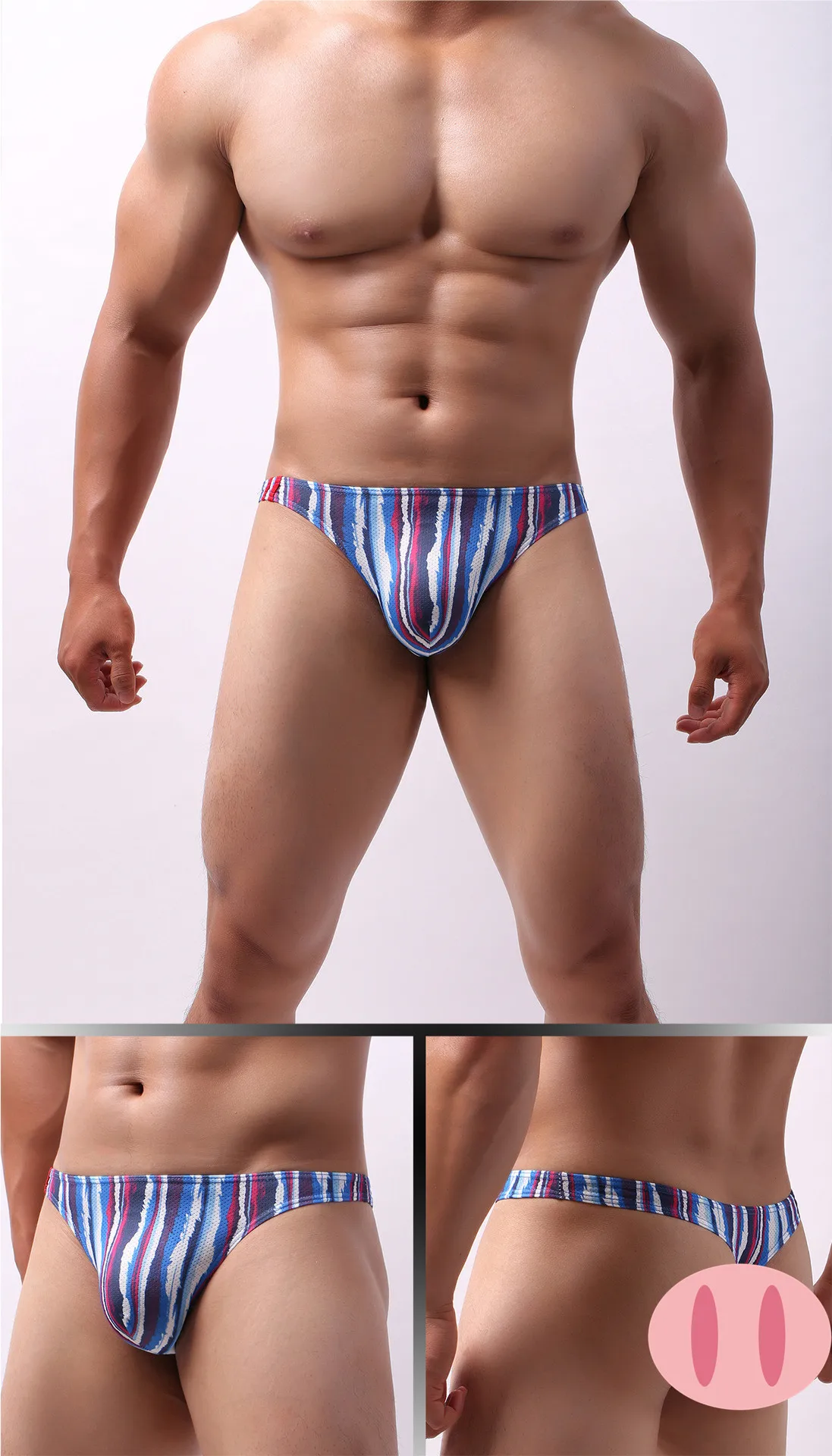 

GAY Sexy Low Waist Men's Underwear Cartoon Printing U Convex Moisture Wicking Thong