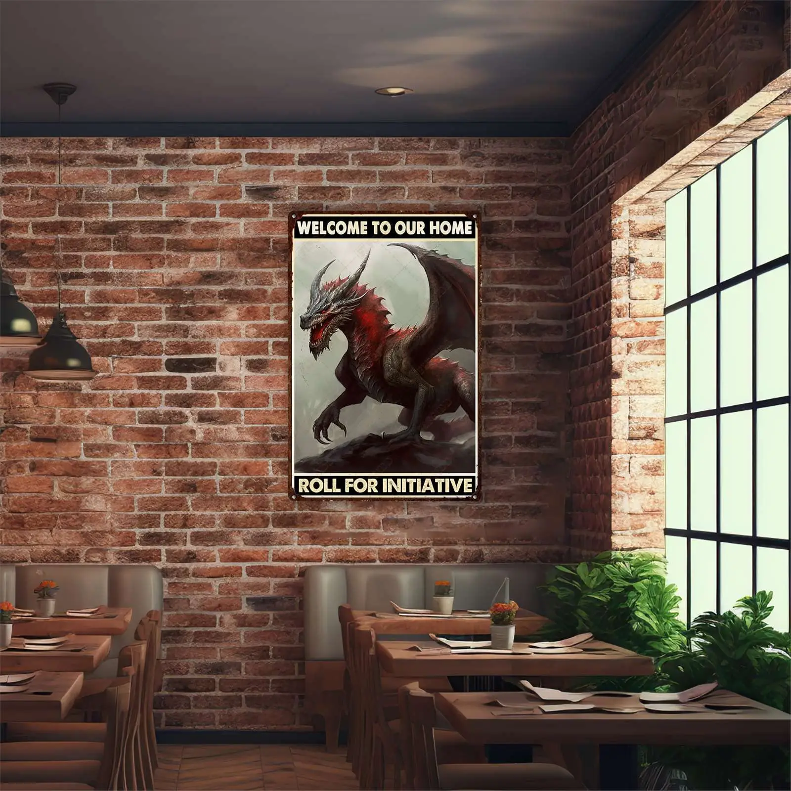 FLFGIDD Оловянная табличка Дракон Добро пожаловать в ваш дом рулон для гостиной
