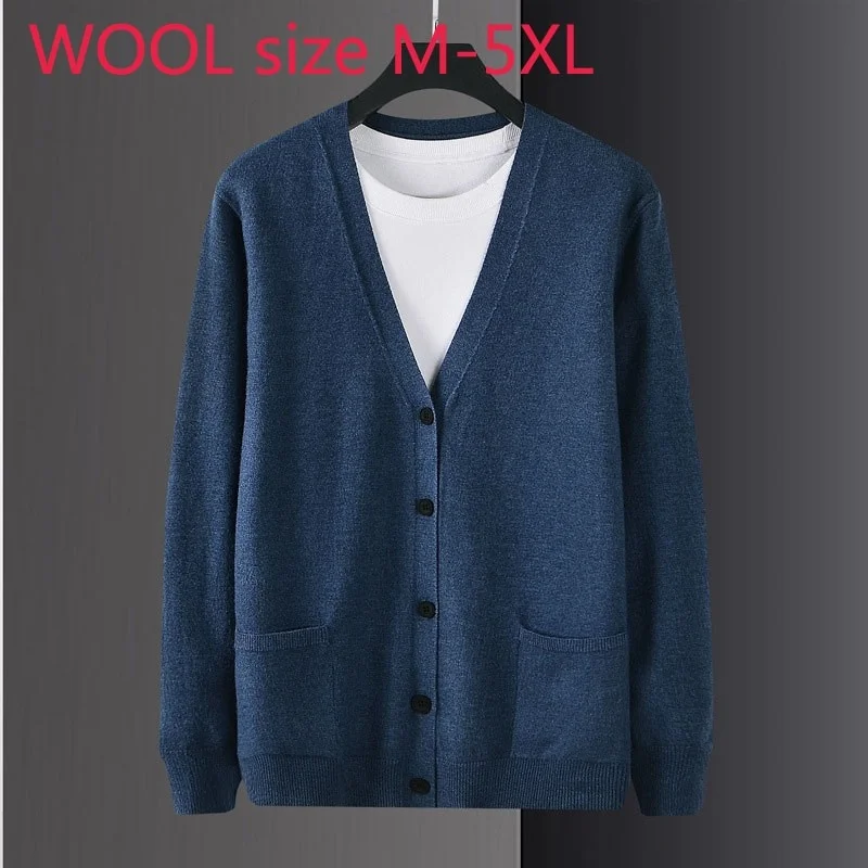 

New Arrival Super Large Autumn Men Fashion Casual Cardigan Computer Knitted V-neck Sweater Plus Size M L XL 2XL 3XL 4XL 5XL