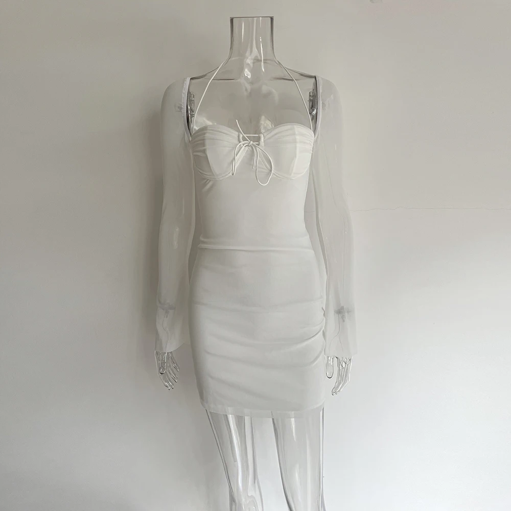 Сексуальное вечернее платье XLLAIS с прозрачными рукавами летнее праздничное