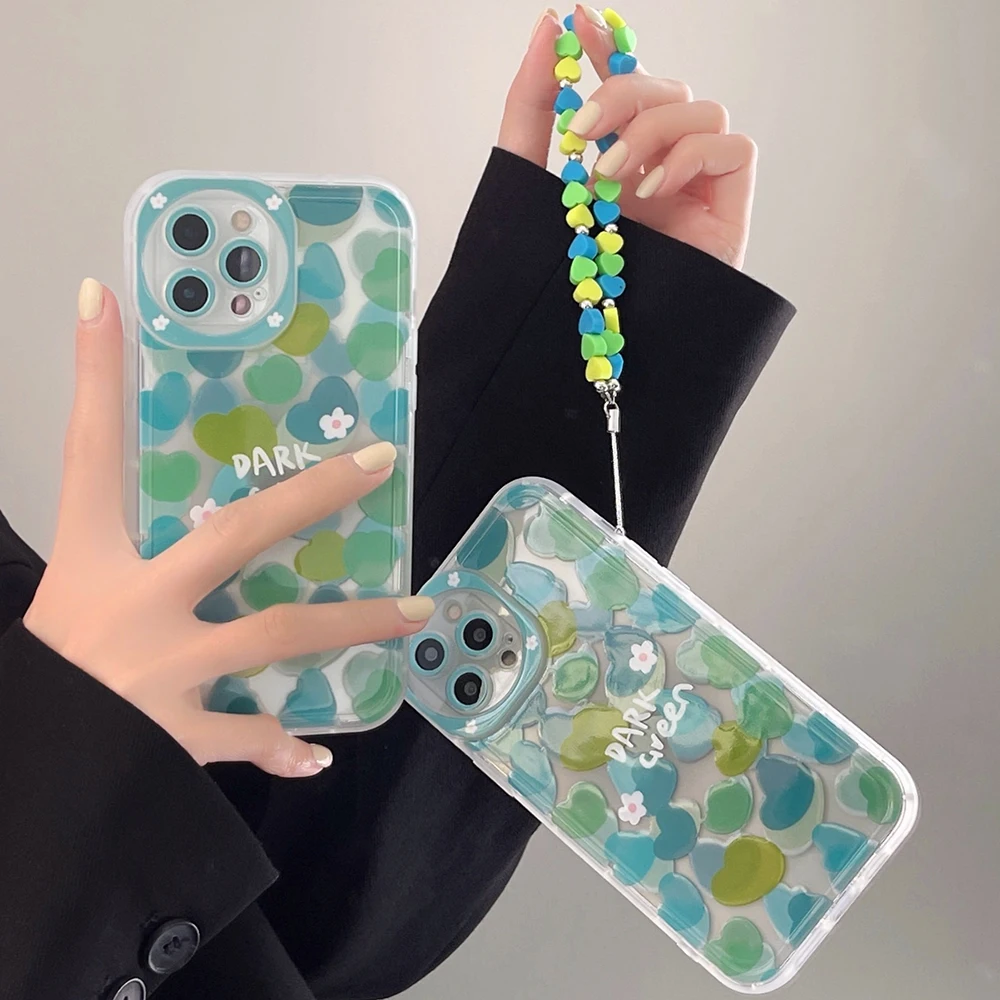 

Чехол Funda Coque для Iphone 13 11 12 Pro Max, чехол для Iphone X XS MAX XR 7 8 Plus, круглый милый цветочный чехол с браслетом