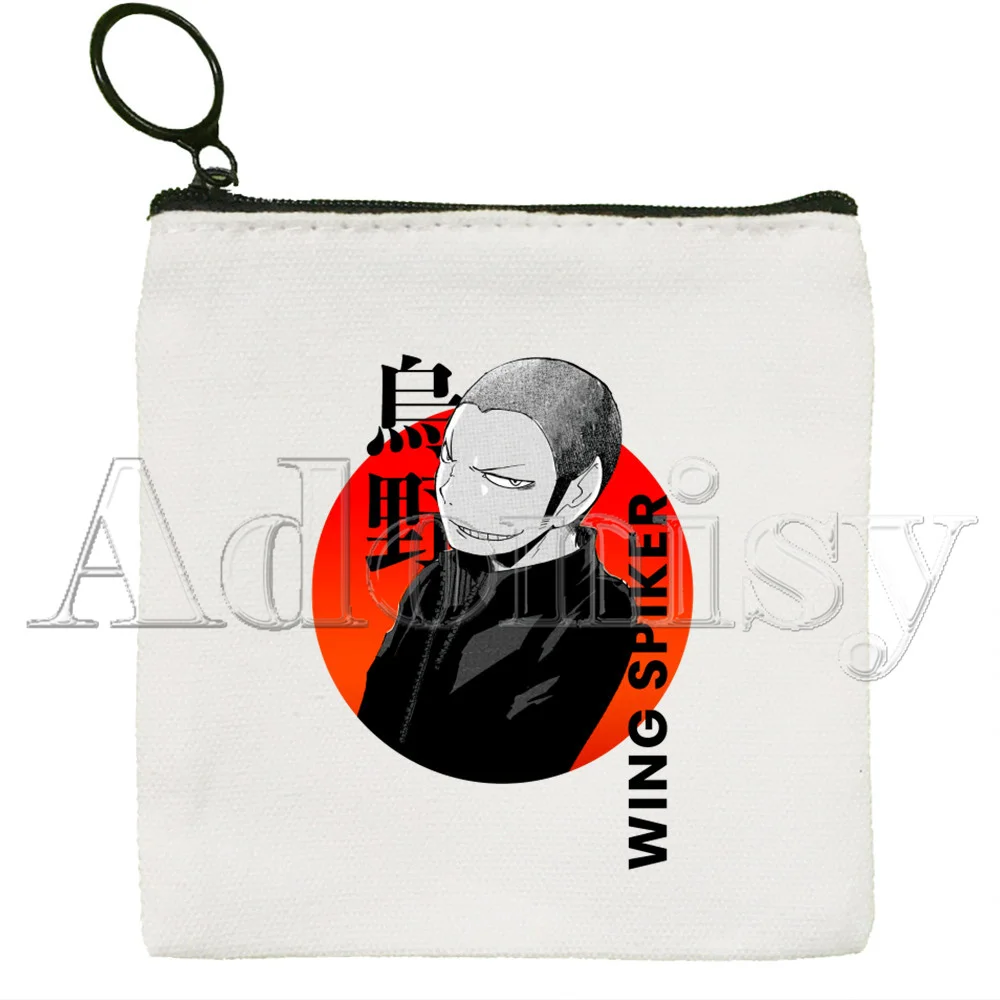 Japanese Anime Haikyuu Karasuno Fly High Ulzzang Women Canvas Zipper Small Coin Bags Mini Purses Girl Wallet Key Purse Pouch