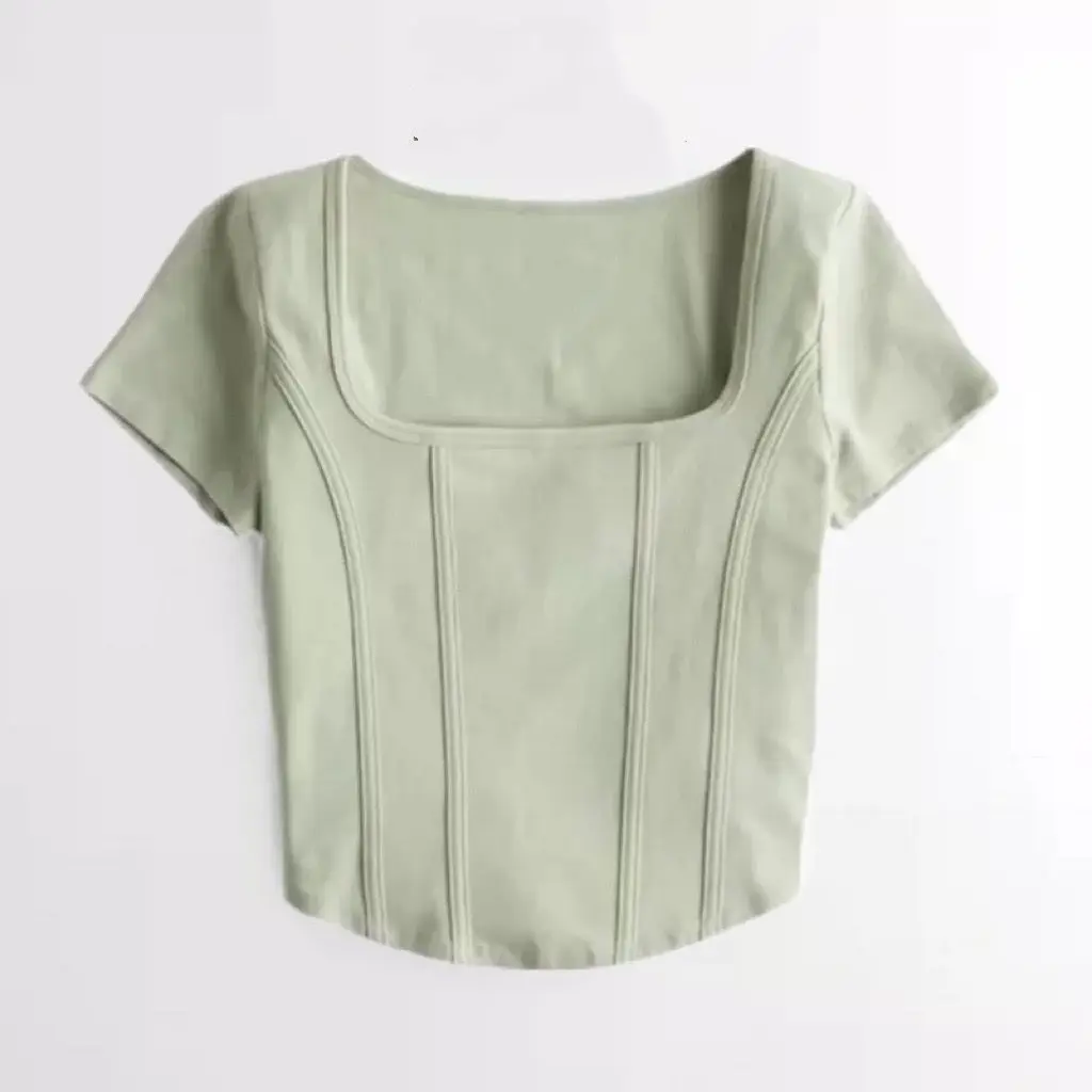 

2022 Summer Short Sleeve T Shirts Women Cotton Solid T-shirt High Waist Crop Top Tee Female Casual Loose T Shirt