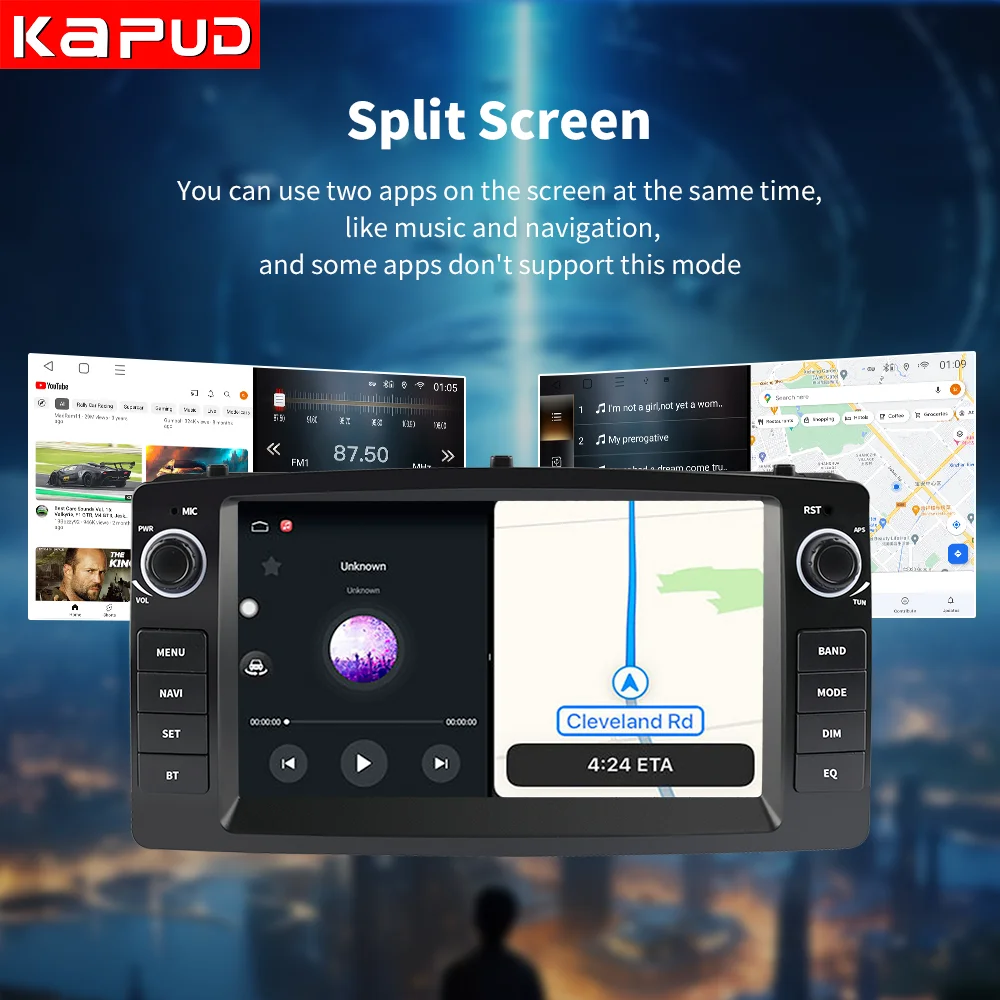 Автомобильный мультимедийный стерео-плеер Kapud 7 дюймов Android 12 камера 360 для Toyota