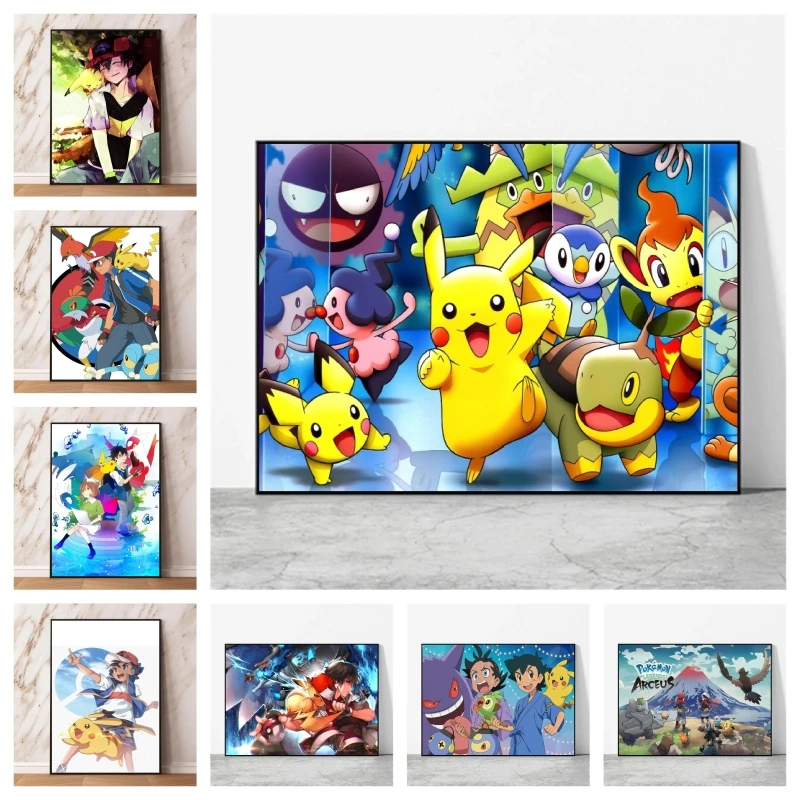 

Hot Anime Poster Pokemon Pikachu Wall Art Home Christmas Gifts Decoration Paintings Picture Modular Prints Modern Living Room