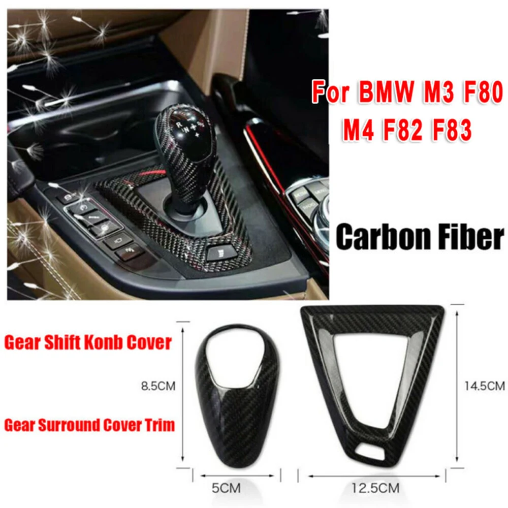 

Auto Accessory Carbon Fiber Waterproof Car Gear Shift Knob Cap&Base Cover Trim In Black For BMW M3 F80 M4 F82 F83