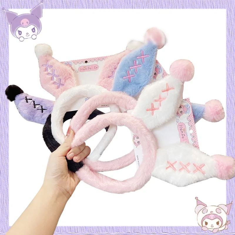 

Женский обруч для волос Kawaii Sanrioed Kuromi, обруч для волос с мультяшными животными, кроликами, обруч для волос, аксессуары для волос, подарок для девушек