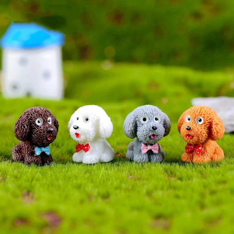 

4Pcs/Lot Resin Dog Miniature Figurine Decoration Cartoon Puppy Dog Figurine Toy Micro Landscape Decoration