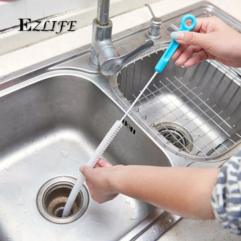 

71cm Long Flexible Cleaning Brush Sink Overflow Drain Unblocked Cleaner Kitchen Tools Steel Bathroom Shower Cleaner Hair Removal