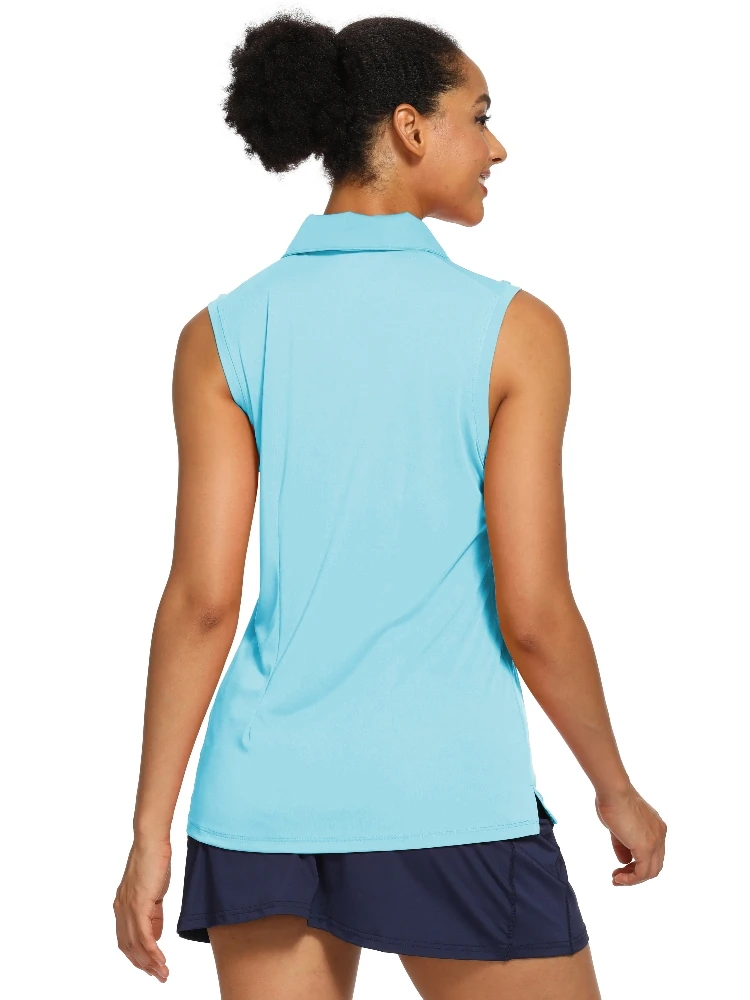 Shirt to Play Tennis Clothes Woman Golf Polo Sleeveless T-shirt V-Neck Stand Collar Outdoor Sun Protection Women's Sports Jersey