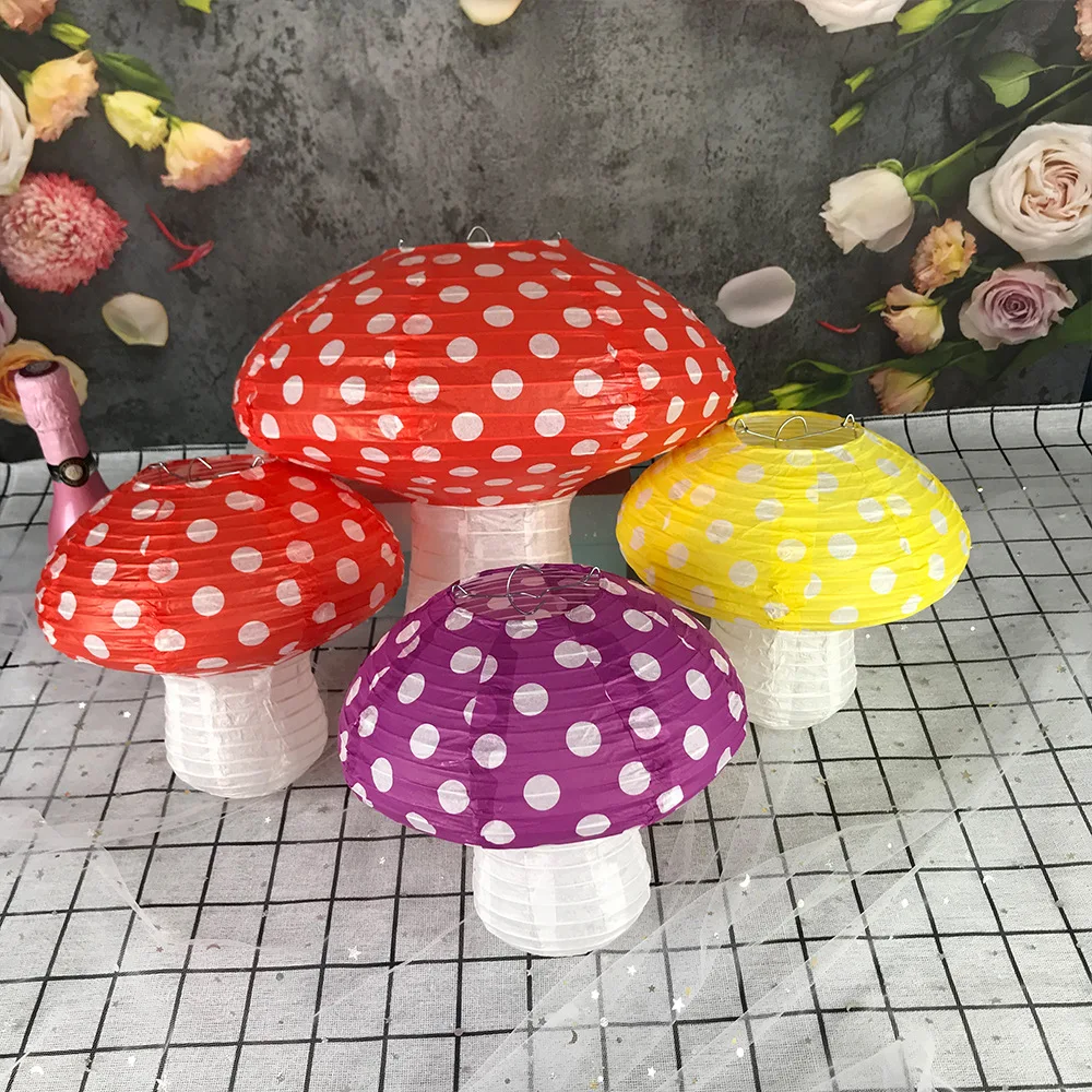 

3D Mushroom Paper Lantern Happy Birthday Party Decor Kids Kindergarten Decoration Baby Shower One Year 1st Birthday Supplies