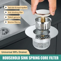 double layer kitchen sink strainer pop up filter plug universal stainless steel shower drain anti odor bathtub water stopper