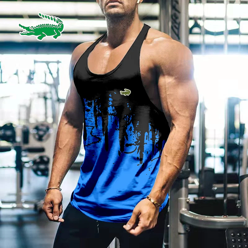 

2022 Crocodile New Men's Fitness Tank Top Sweatshirt Running Shirt 3D Printing Tank Top High Quality Clothes