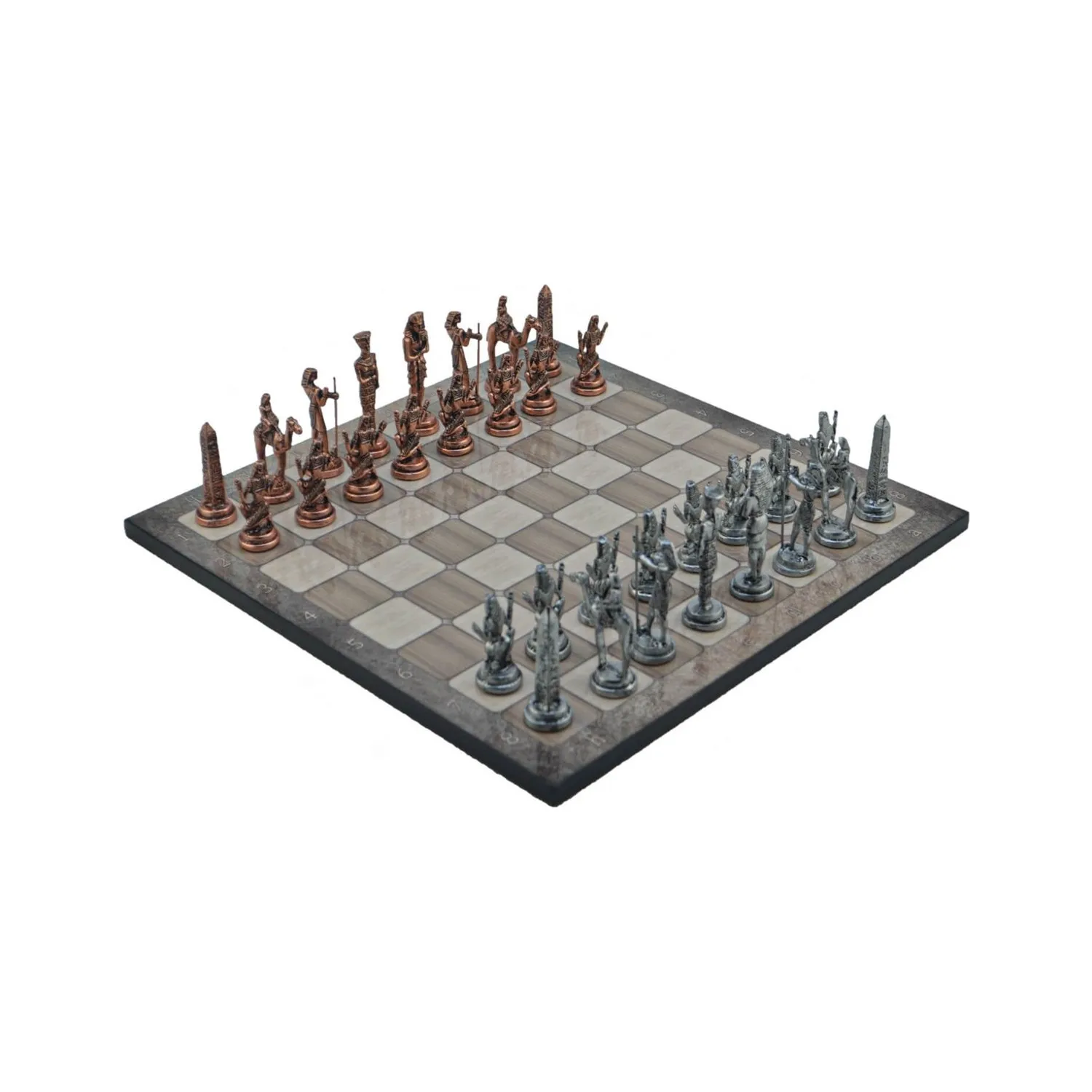 

Gift Home Metal Chess set Big Corn Antique Stone and Platinum Oak Pattern Chess Board Decorative Kullanışlı Hediyelik