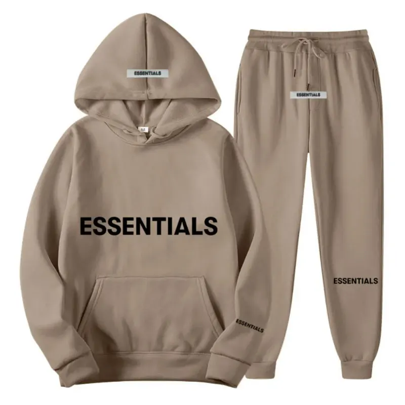 

Essentials- Autumn and winter hip hop tracksuit hooded sweatshirt suit unisex, printed morning run street couple suit