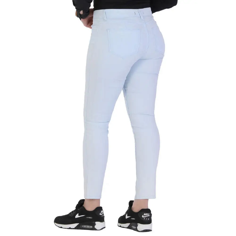 Fecru women large size pants Lm62030 linen Normal waist straight hem zipper closure button button powder stone blue ecru gray yellow navy blue