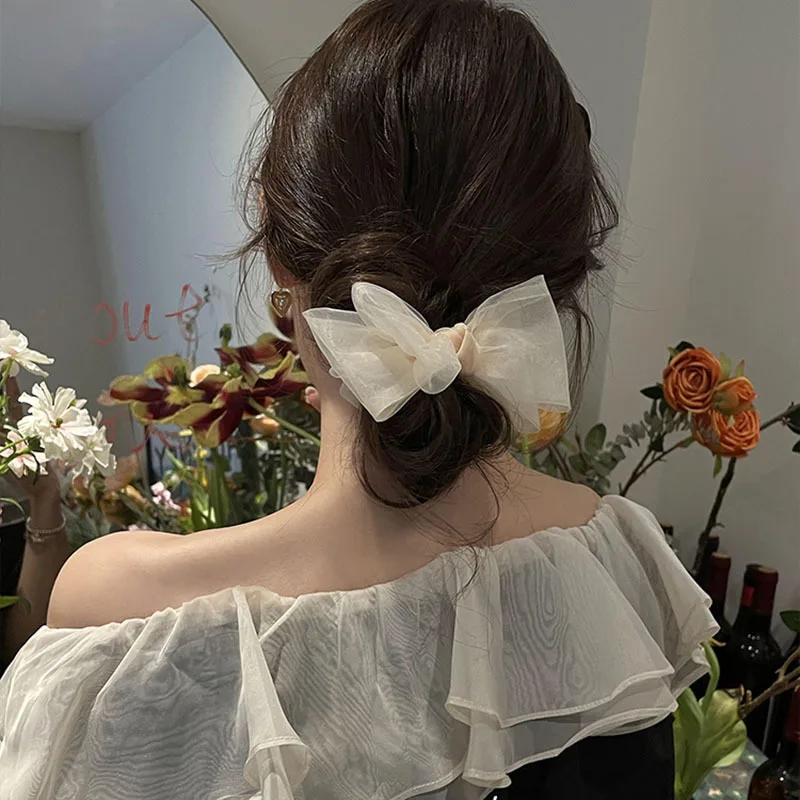 

2022Korean Style Bows Hair Scrunchies For Women Girls Elastic Hair Bands Ties Rope Bands Ponytail Bands Holders Hair Accessories