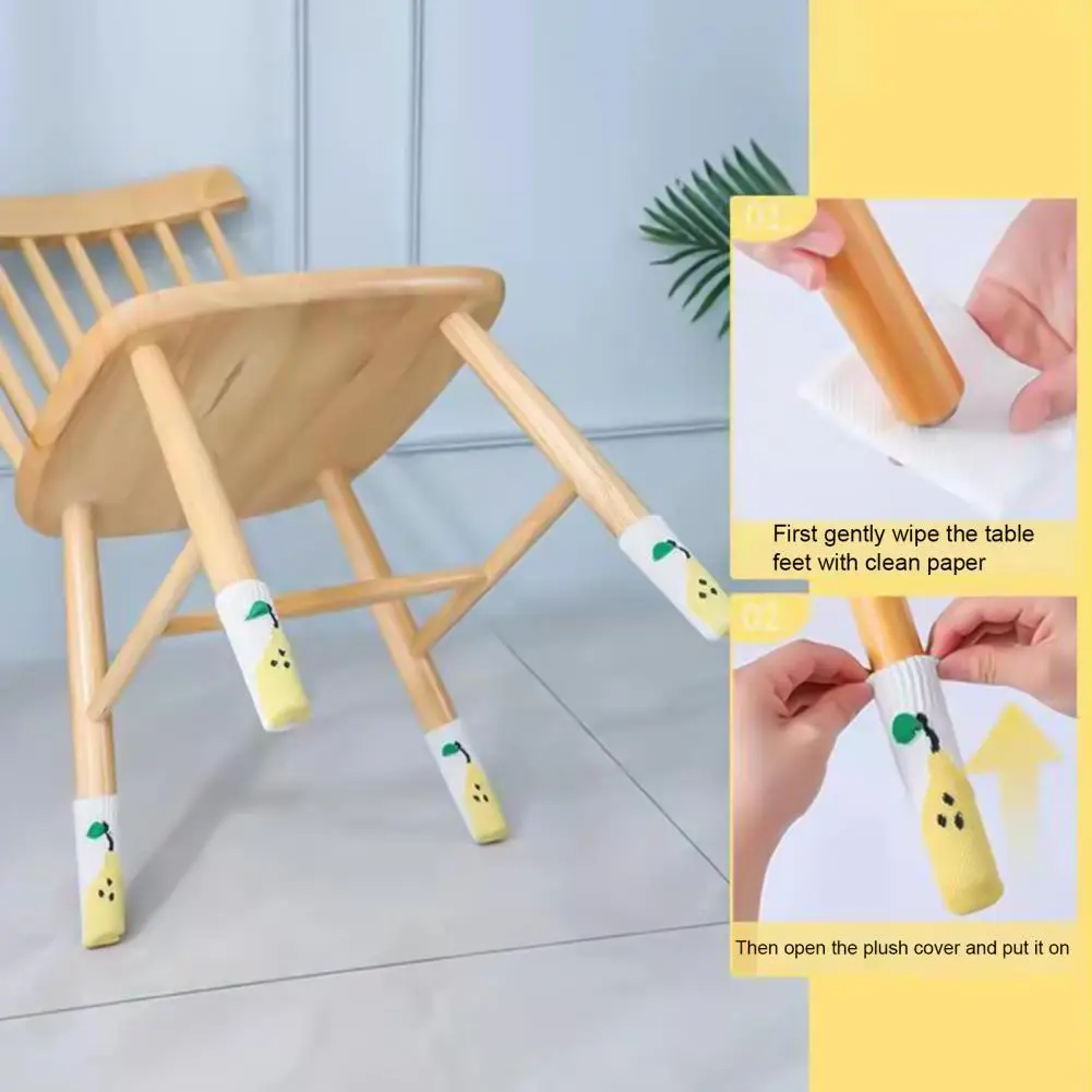 4Pcs/Set Table Leg Cover Thickened Noise Reduction Acrylic Fiber Knitted Door Handle Chair Foot Sock for Household |