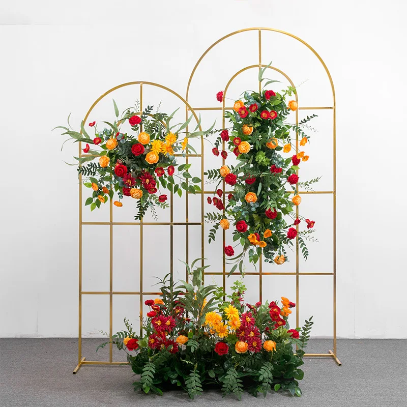 

2pcs Shiny Gold Wedding Gilded Arch Screen Flower Stand Wedding Background Decoration Balloon Arch Birthday Party Decor