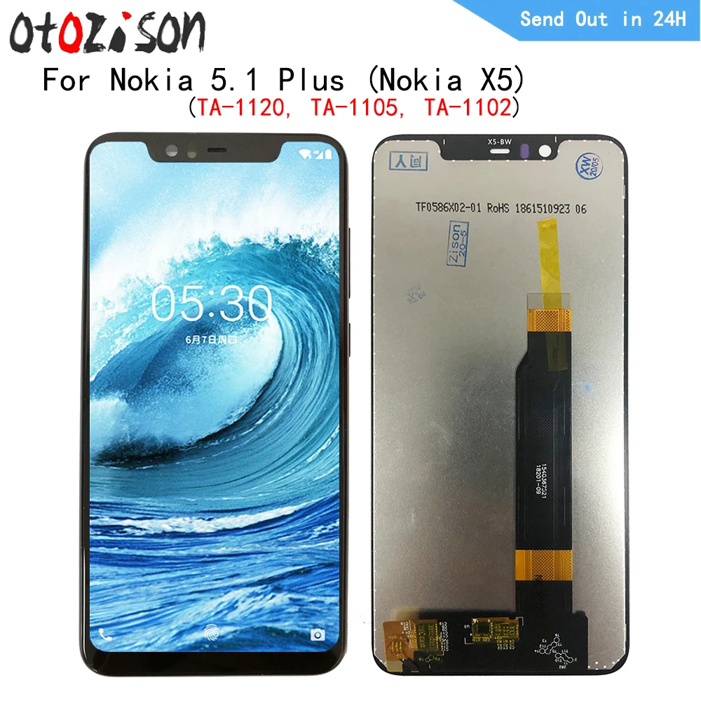 

5.86" IPS Display For Nokia 5.1 plus TA-1120, TA-1105 LCD Screen Touch Panel Digitizer WIth Frame Assembly For Nokia X5