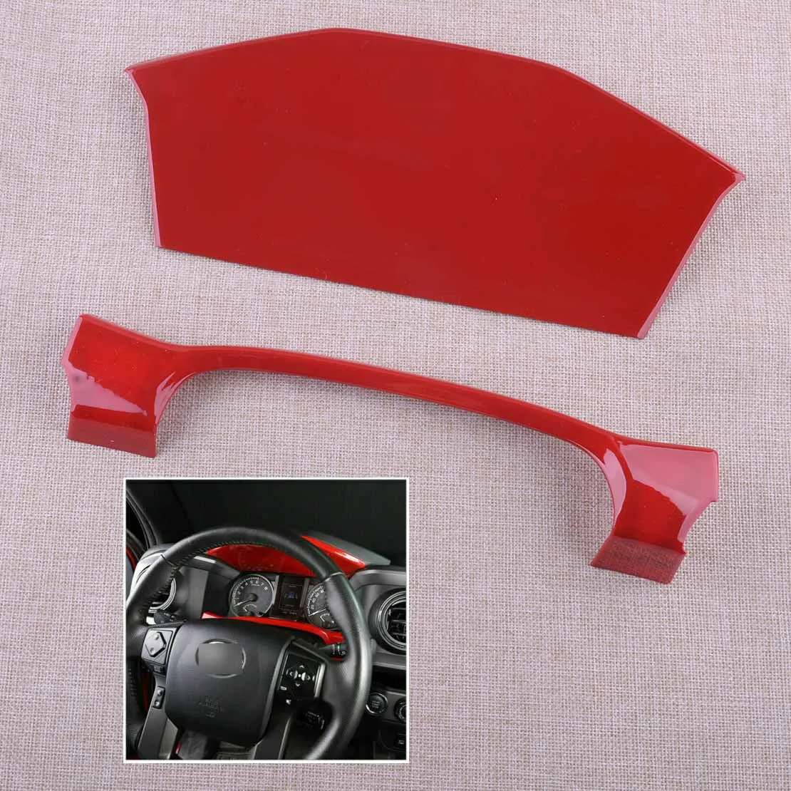 

Red Plastic Car Interior Dashboard Cover Trim Sticker Frame Set Decoration Fit For Toyota Tacoma 2016 2017 2018 2019 2020 2021